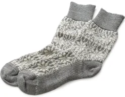 Hirsch Natur Socke Jacquard Schurwolle Grau New