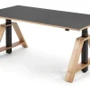 Karl Westermann Steh-Sitz-Arbeitstisch Esche und Linoleum New