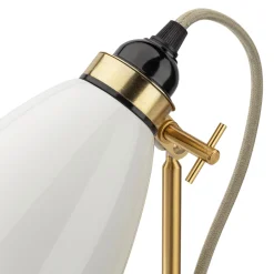 Original BTC Tischleuchte Bone China Messing