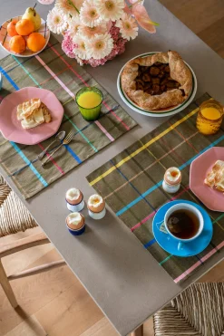 Tissage de Luz Tischset bunt kariert Blau