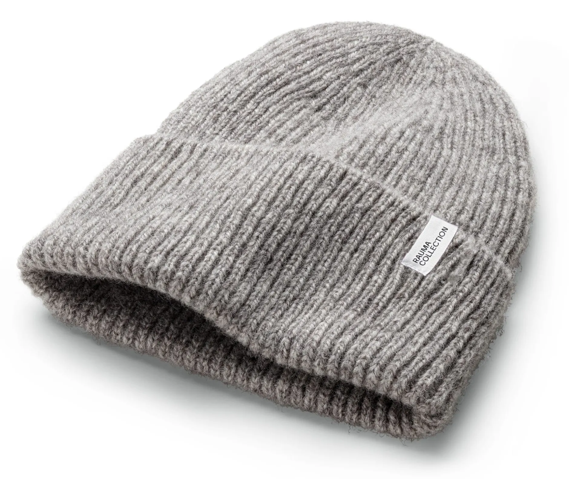 Rauma Ullvarefabrikk Unisex-Strickmütze Rippe Grau Sale