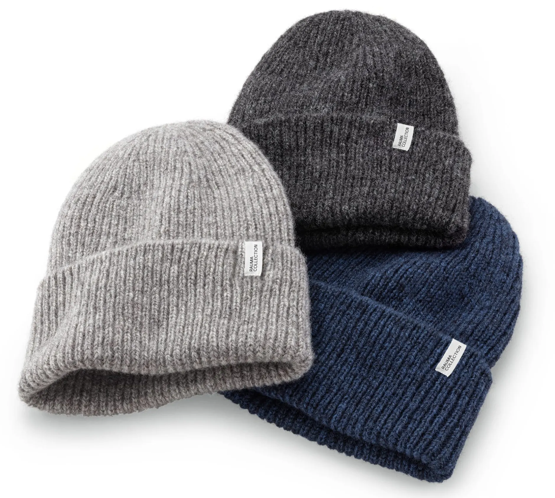 Rauma Ullvarefabrikk Unisex-Strickmütze Rippe Grau Sale