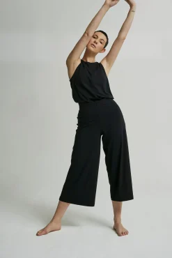 OH OH OM Ethical Sportswear Yoga-3/4-Hose weites Bein Schwarz Clearance