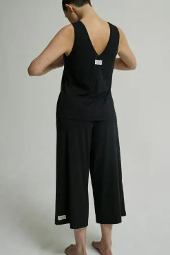 OH OH OM Ethical Sportswear Yoga-3/4-Hose weites Bein Schwarz Clearance
