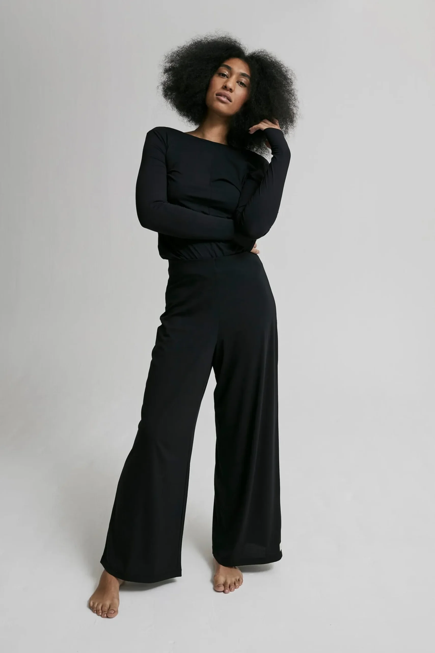 OH OH OM Ethical Sportswear Yoga-Hose weites Bein Schwarz Discount